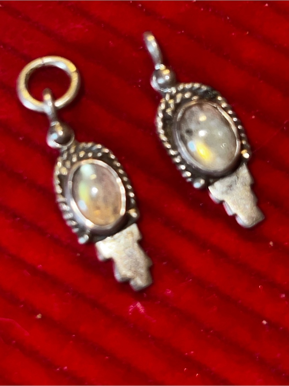 2 Labradorite Findings Charms Pendants Moonstone Sterling Silver - Picture 3 of 6